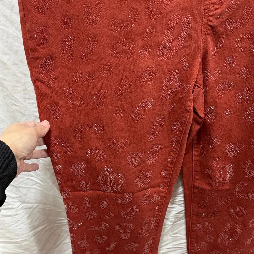 NWOT Chico's Glittery Red Cropped Jeans - Picture 3 of 11